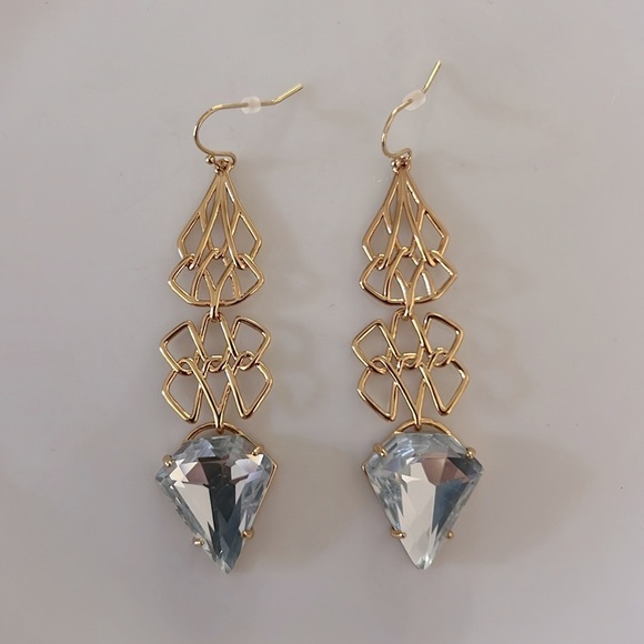 ALEXIS BITTAR • Gold Crystal Drop Long Earrings - Picture 7 of 7